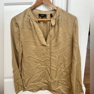 Theory Silk Blouse Caramel